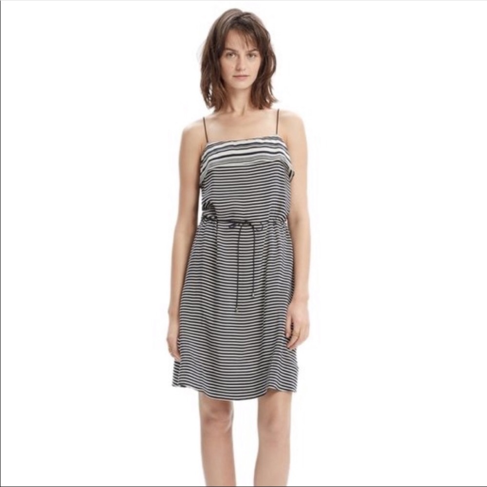 Madewell silk striped drawstring dress size 2